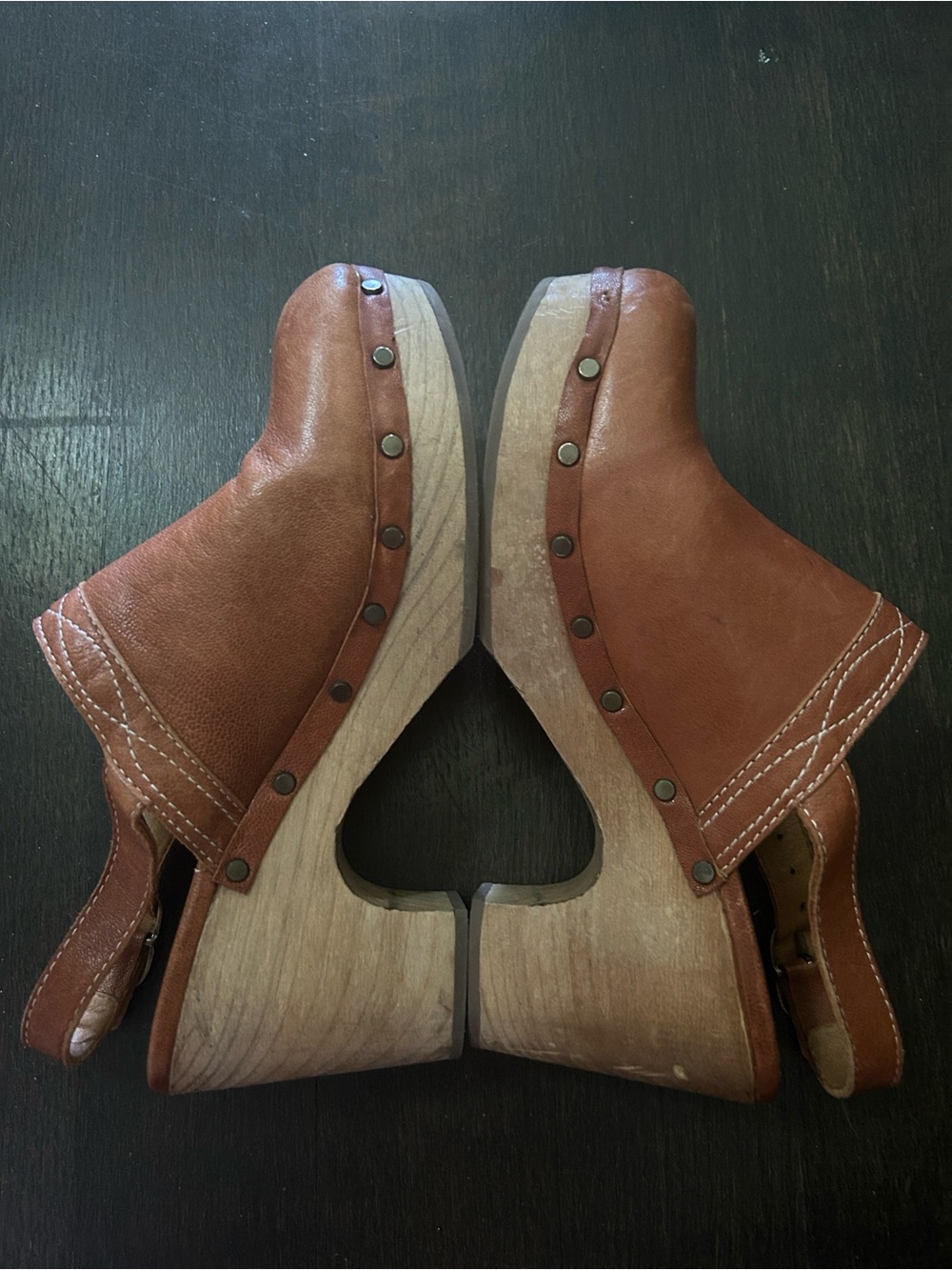 Sezane Taylor Leather Clogs Heels with Slingback Strap - Picture 5 of 6